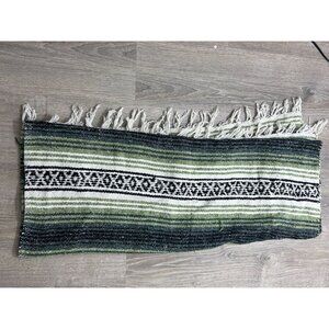 Vintage SDC Falsa Throws Blanket Colorful Mexican Blanket Green Striped